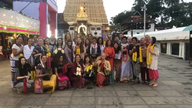Group before a temple gate